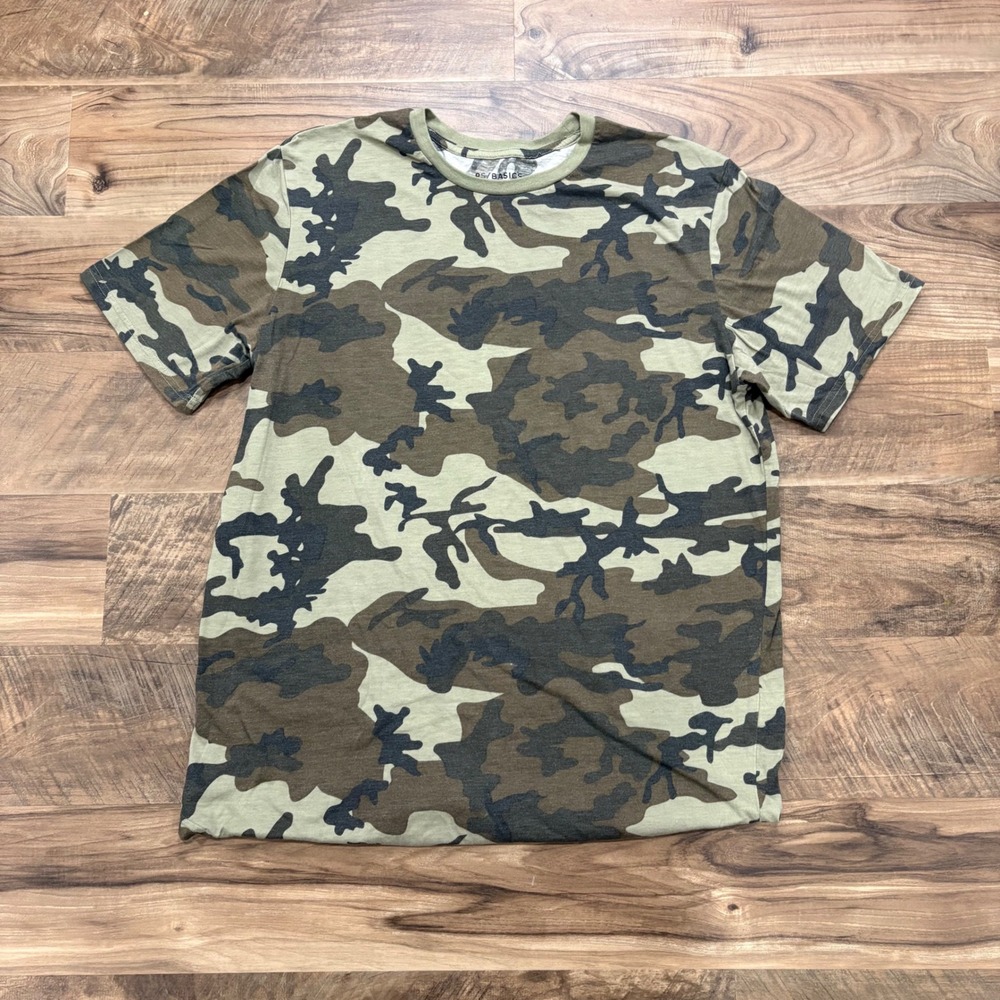 Vintage Y2K Camo T-shirt Pacsun Scallop Fit Mens XL Green Camouflage Tee Shirt